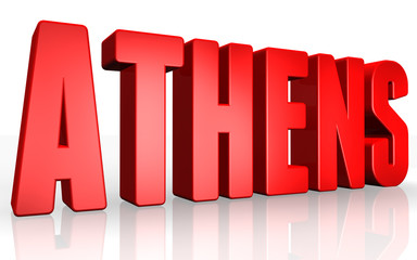 3D Athens text on white background