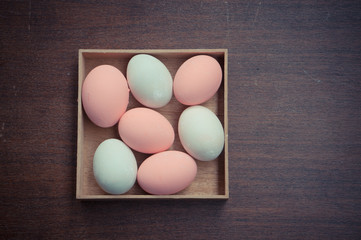 Colorful easter eggs with filter effect retro vintage style