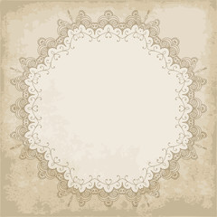 Old paper background with lace frame