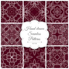Set of hand drawn seamless patterns