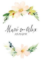 Watercolor greeting card flowers.