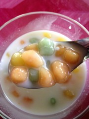 Dumpling in coconut cream ,Thai food with rustic style.