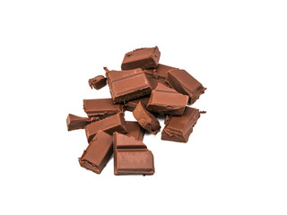 close up chocolate bars on white background