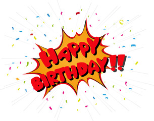 Happy birthday celebration on comic book style