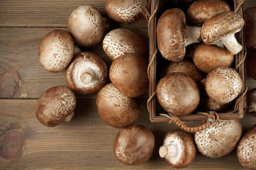 Brown cap mushrooms in basket