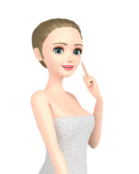 3D illustration character - Beautiful woman skin care image