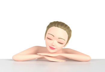 3D illustration character - Beautiful woman skin care image