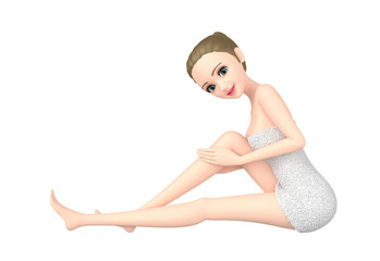 Obraz premium 3D illustration character - Beautiful woman skin care image
