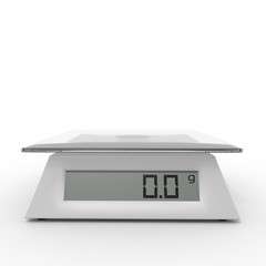 Kitchen scales on a white background - obrazy, fototapety, plakaty