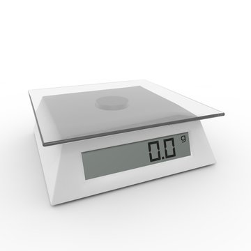 Kitchen scales on a white background