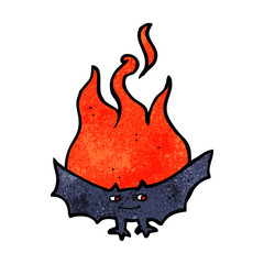 cartoon flaming halloween bat