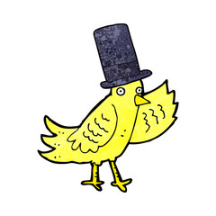 cartoon bird in top hat