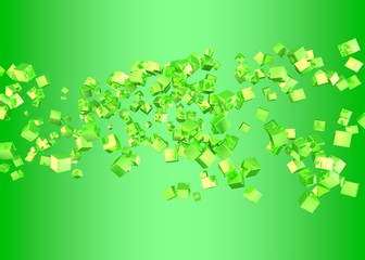 Abstract background. Green cubes on a green background