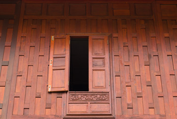 Old wooden window. Thailand traditional style.