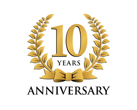 anniversary logo ribbon wreath 10