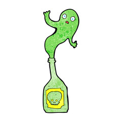 cartoon ghost in bottle