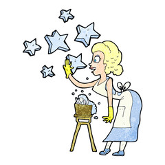 cartoon woman washing dishes