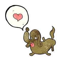 cartoon dog with love heart