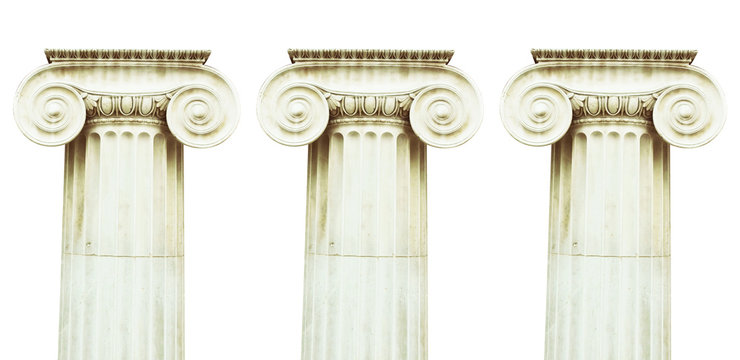 Three Antique Columns In Doric Style