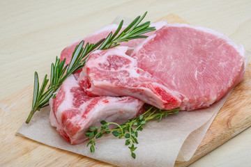 Raw pork steak