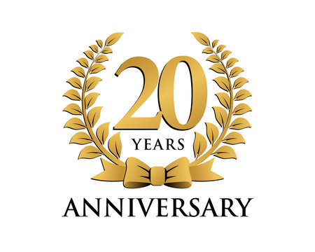 anniversary logo ribbon wreath 20