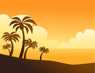 Naklejka na ściany i meble Summer color background with palm trees