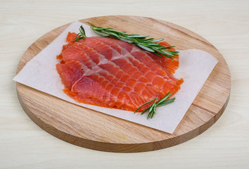 Sliced salmon