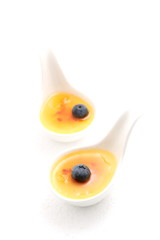 Creme brulee and blueberry