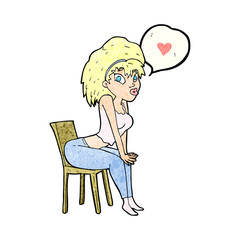 cartoon woman with love heart