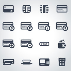 Vector black credit card icon set
