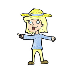 cartoon woman wearing hat