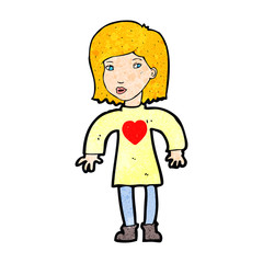 cartoon woman wearing heart shirt