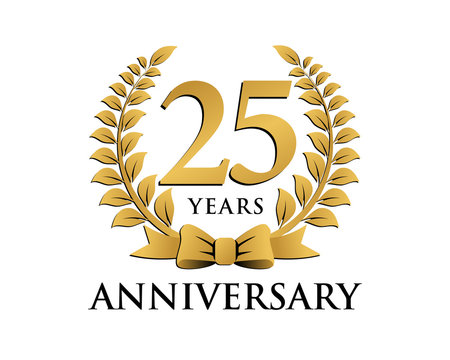 anniversary logo ribbon wreath 25