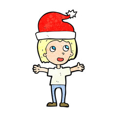 cartoon boy in christmas hat