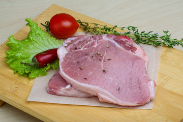 Raw pork steak