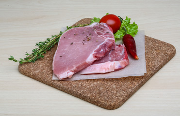 Raw pork steak