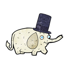 cartoon elephant wearing top hat