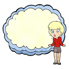 woman with text space cloud