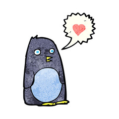 cartoon penguin with love heart