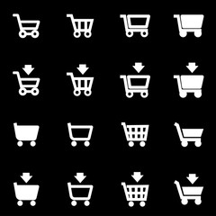 Vector white shopping cart icon set