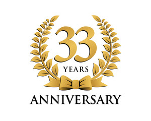 anniversary logo ribbon wreath 33