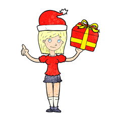 cartoon woman with gifts