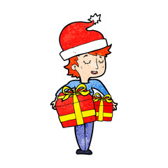 cartoon woman with gifts