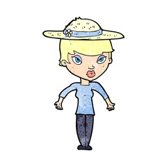 cartoon woman in summer hat