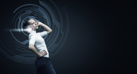 Girl and technologies of the future