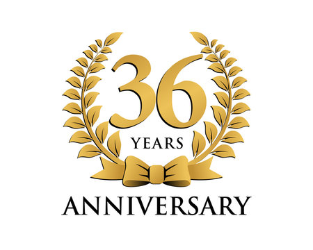 anniversary logo ribbon wreath 36