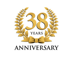 anniversary logo ribbon wreath 38
