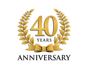 anniversary logo ribbon wreath 40