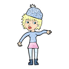 cartoon woman wearing hat