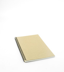 Brown notebook on white background